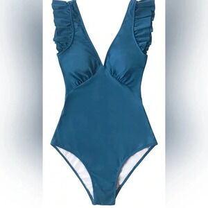 Cupshe women’s one piece teal swimsuit sz L NWT